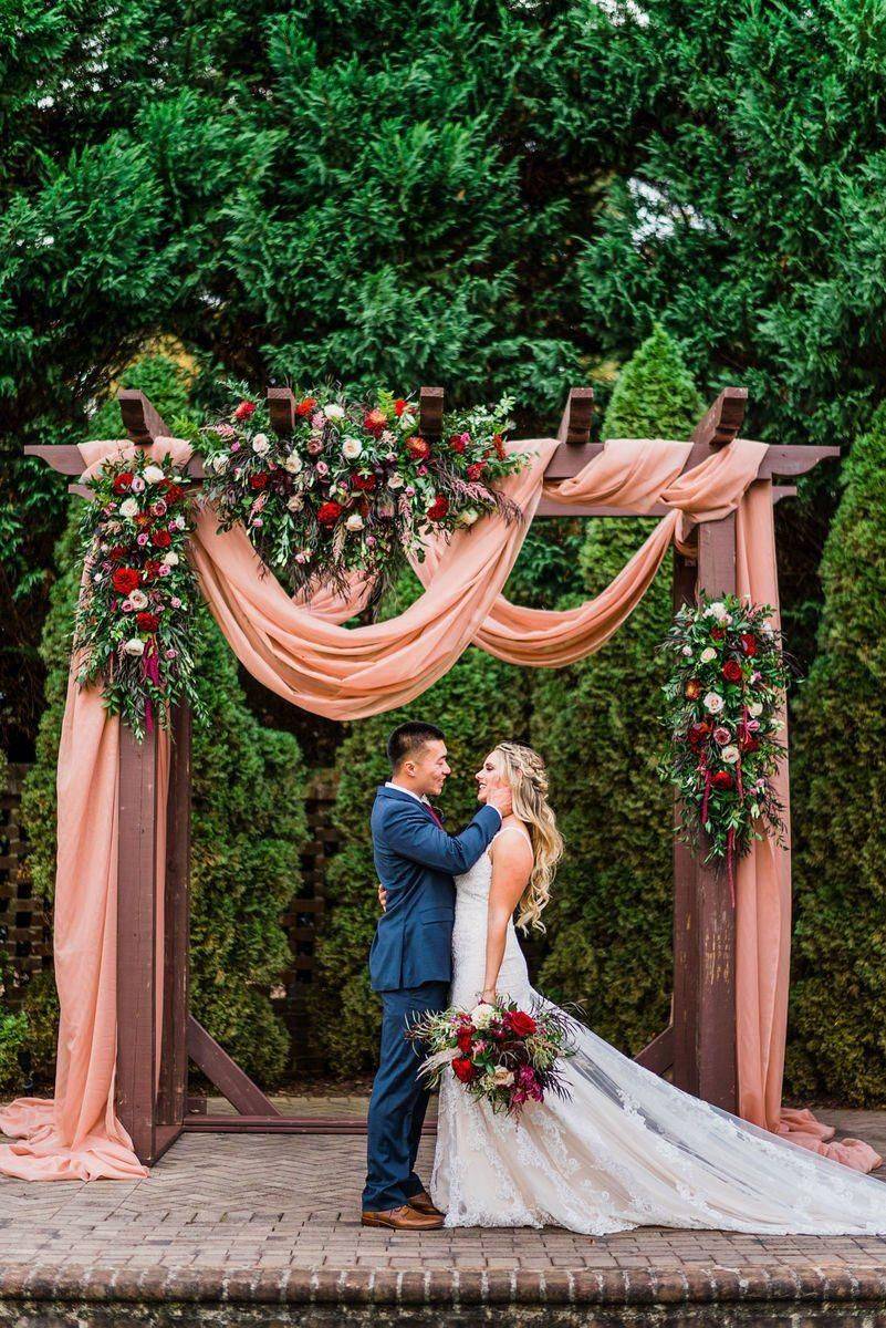 Burgundy And Pink Floral Arch