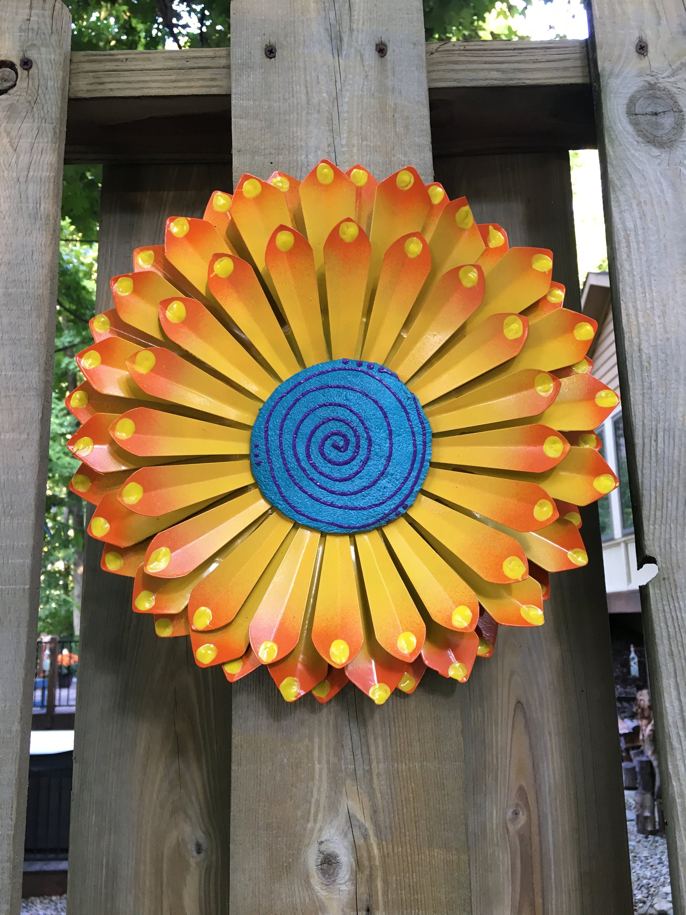 Metal Wall Flowers Garden Wall Art Fence Flowers Outdoor Metal Flower