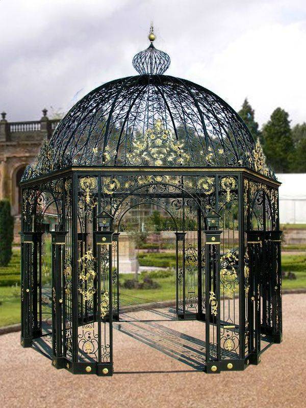 White Galvanized Wrought Iron Garden Gazebo