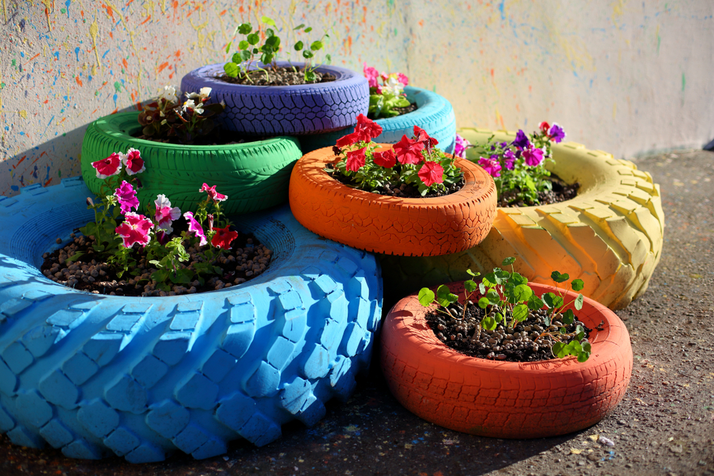 Painted Tire Planters