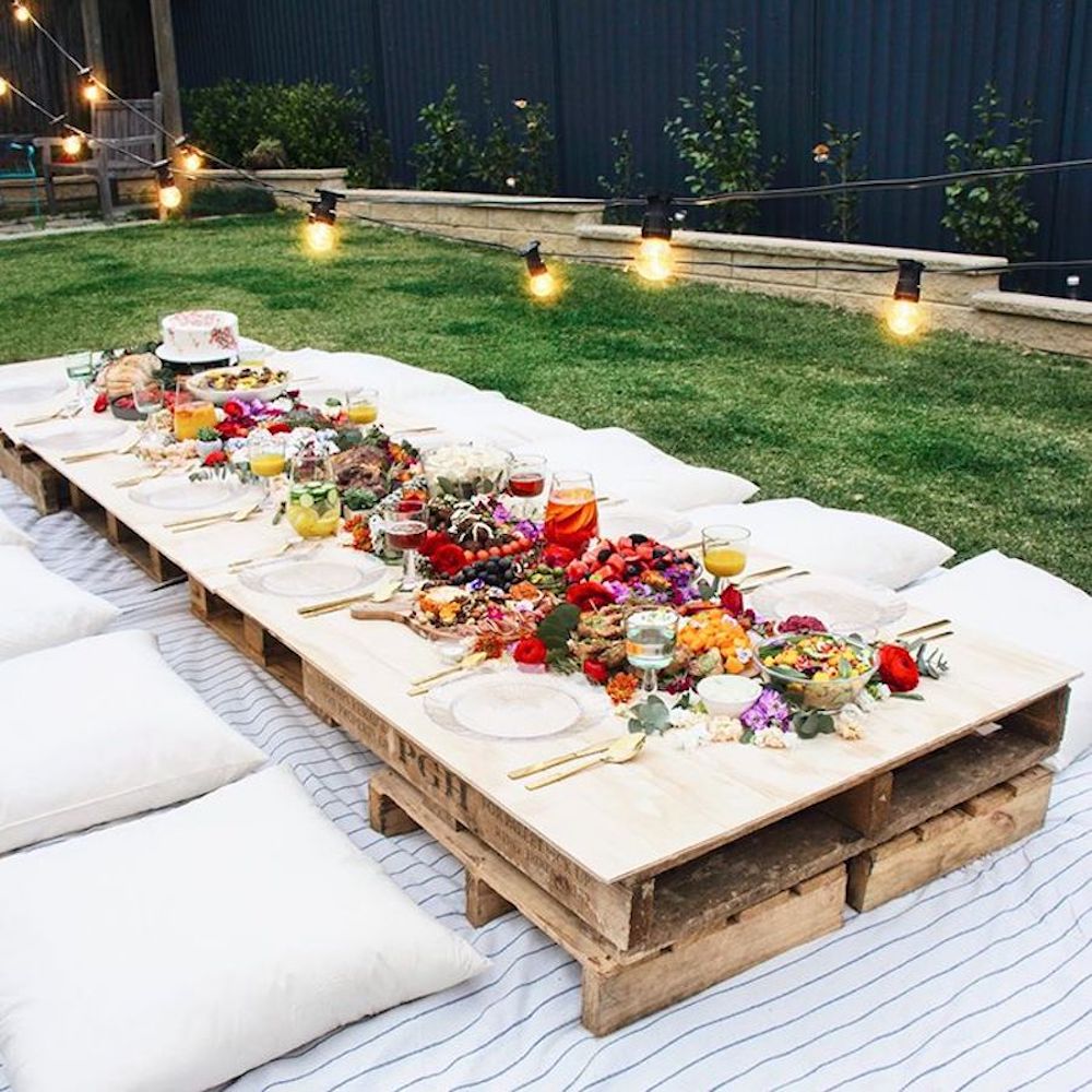 Blue And White Outdoor Table