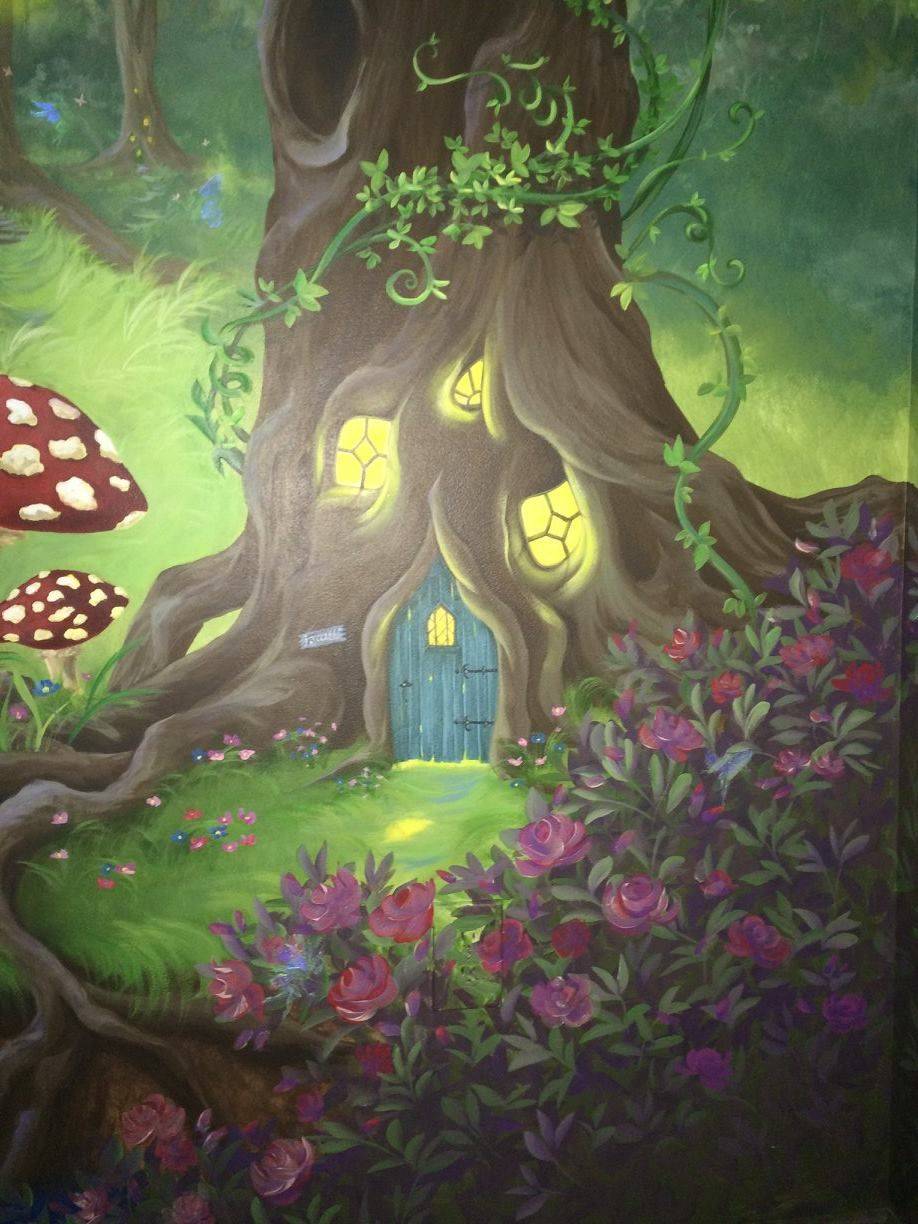 Enchanted Forest Wall Mural Butterfly Tree Photo Wallpaper Girls