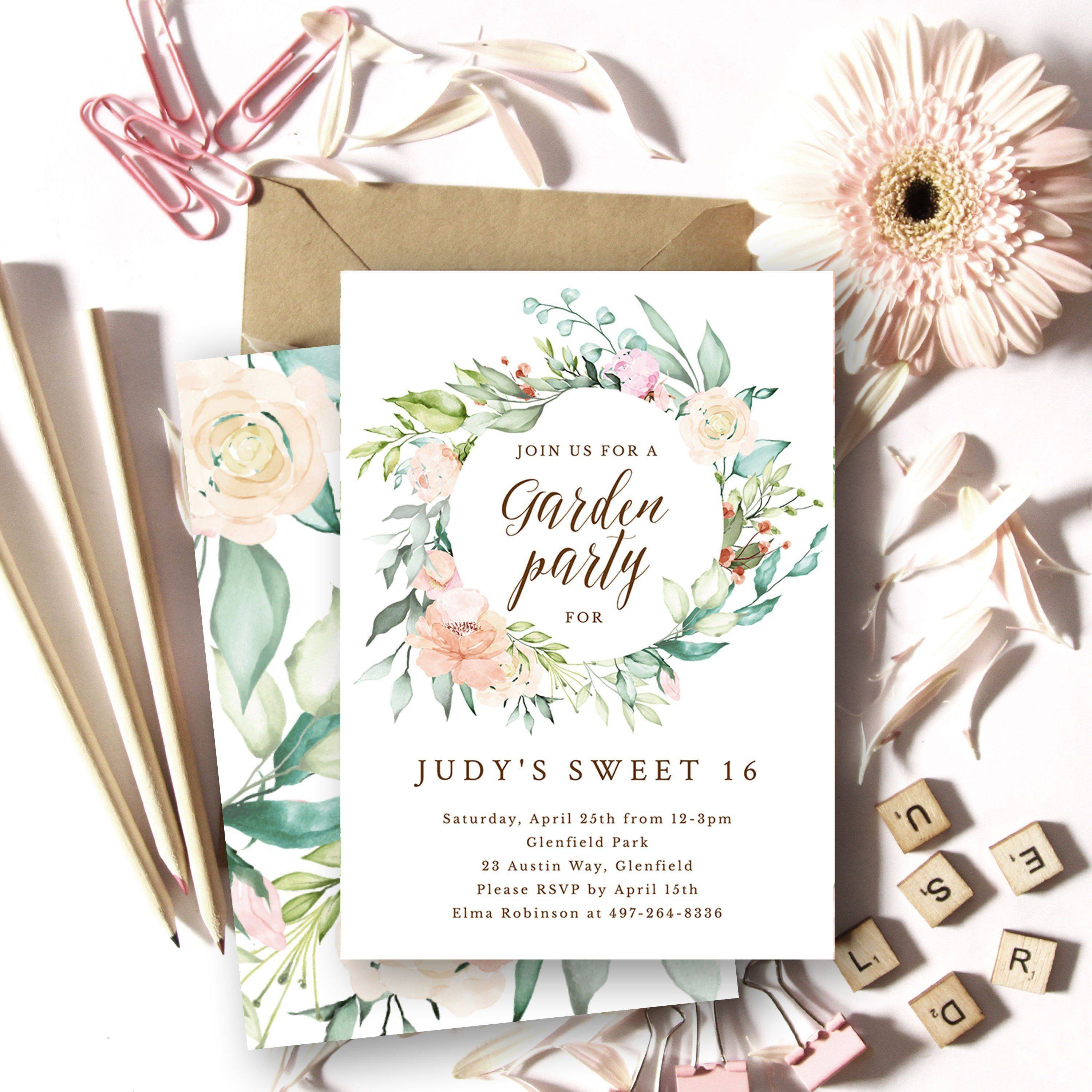Garden Party Invitation Template Beautiful Summer Garden Party