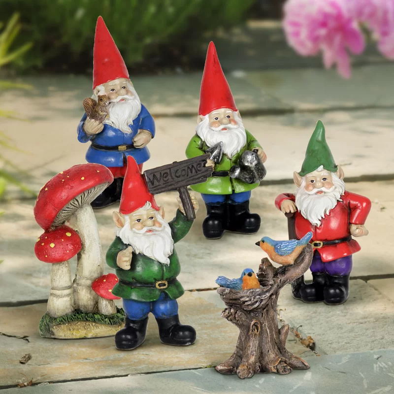 Set Of Pastel Cm Novelty Garden Gnome Ornaments Figurines