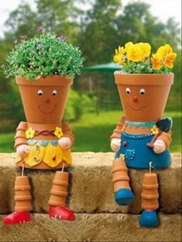 Leopard Print Clay Pot People