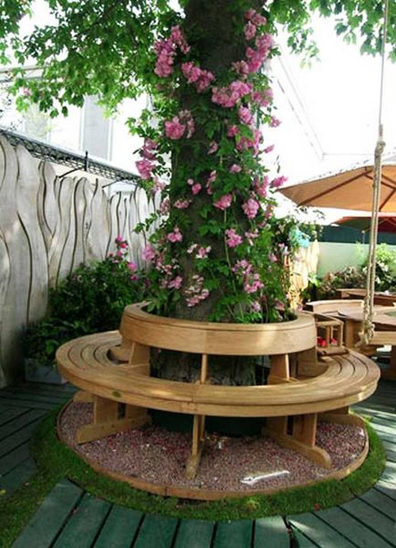 Wraparound Tree Bench Awesome Backyard Landscaping Designs