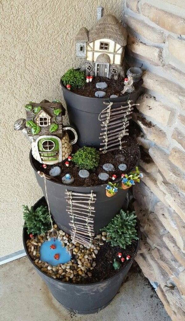 Miniature Bird Bath Fairy Garden Fountain Miniature Tiered