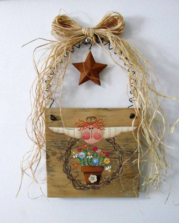 Rustic Wood Angel Primitive Angel Handmade Wood Angel Wood Angel