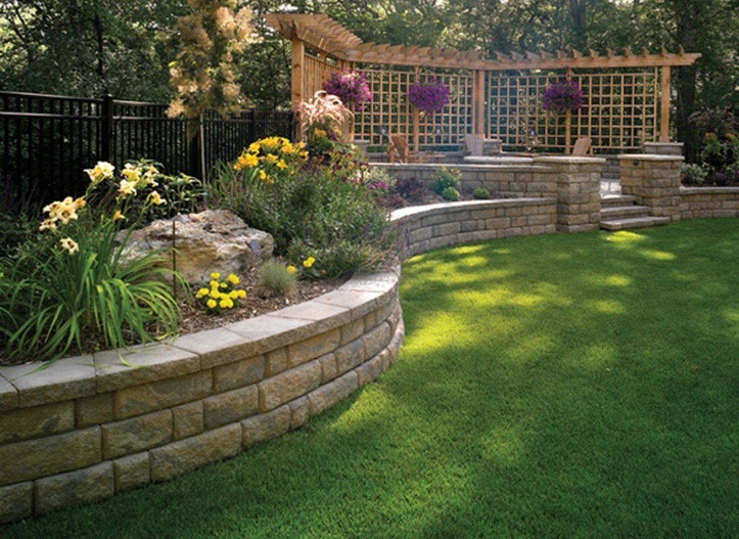 Beautiful Raised Flower Bed Stone Border Garden Landscaping Ideas