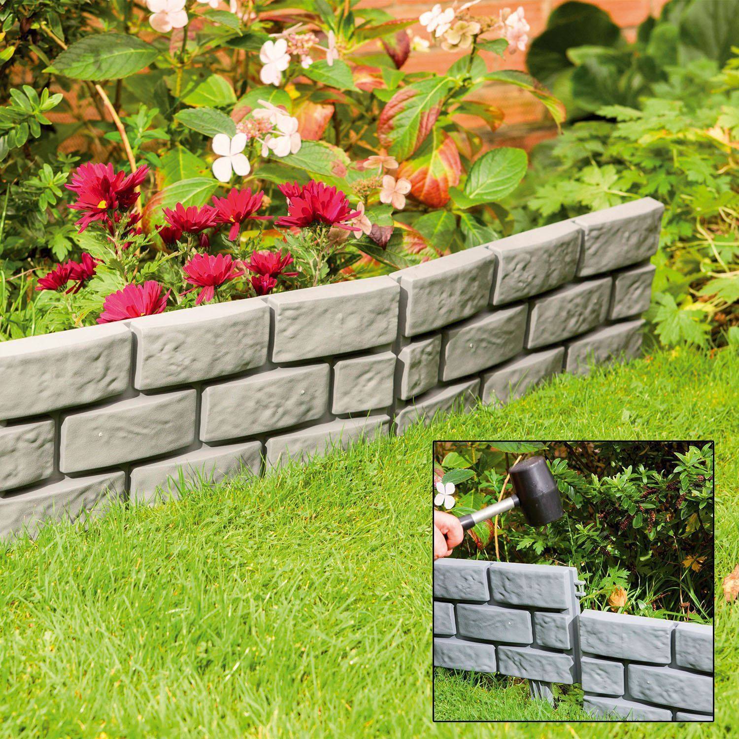 Pack Brick Effect Plastic Garden Border Lawn Path Edging