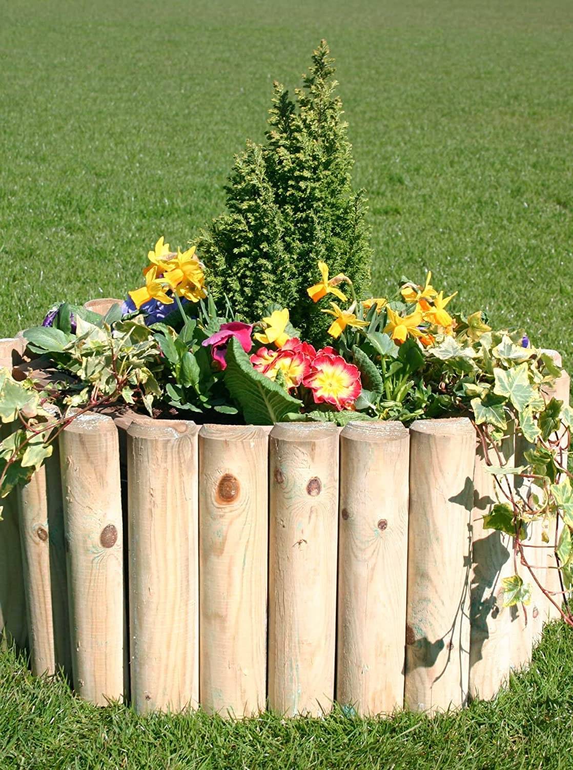 X M Wooden Garden Border Rolls Lawn