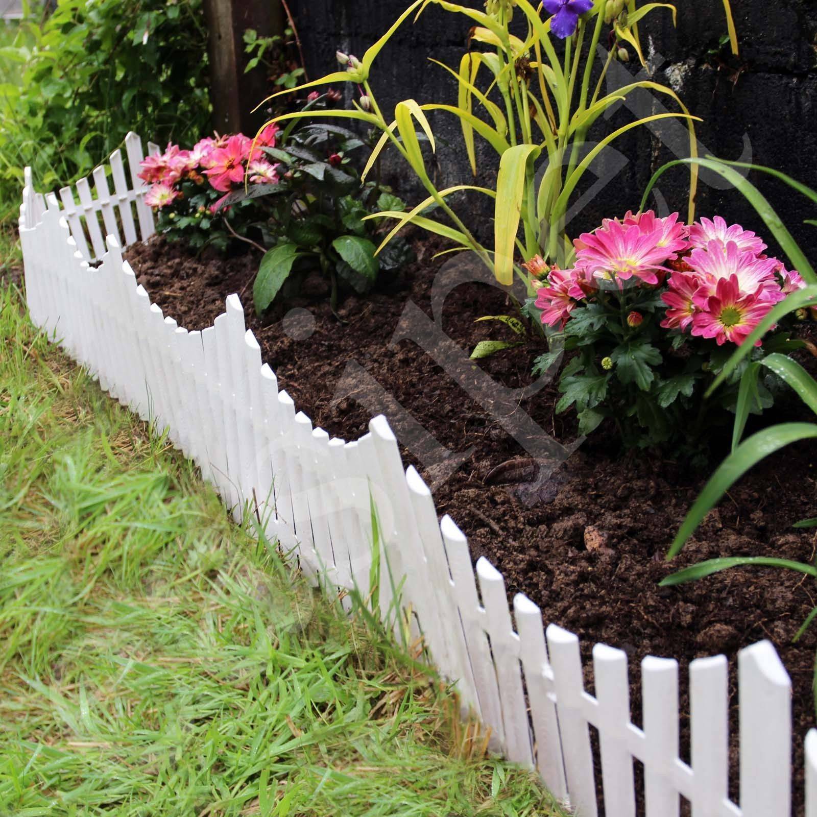 X Smart Garden White Picket Fence Path Border Lawn Plant Beds Edging