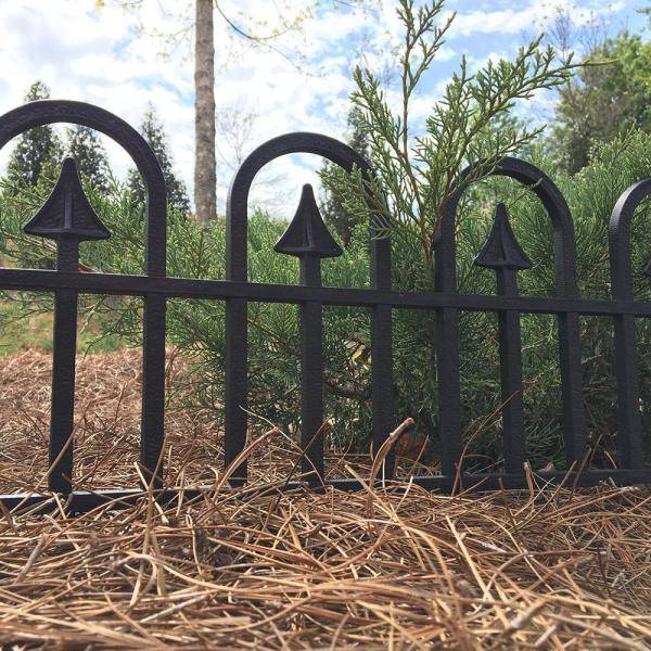Black Garden Fence Edging Cobbled Stone Effect Plastic