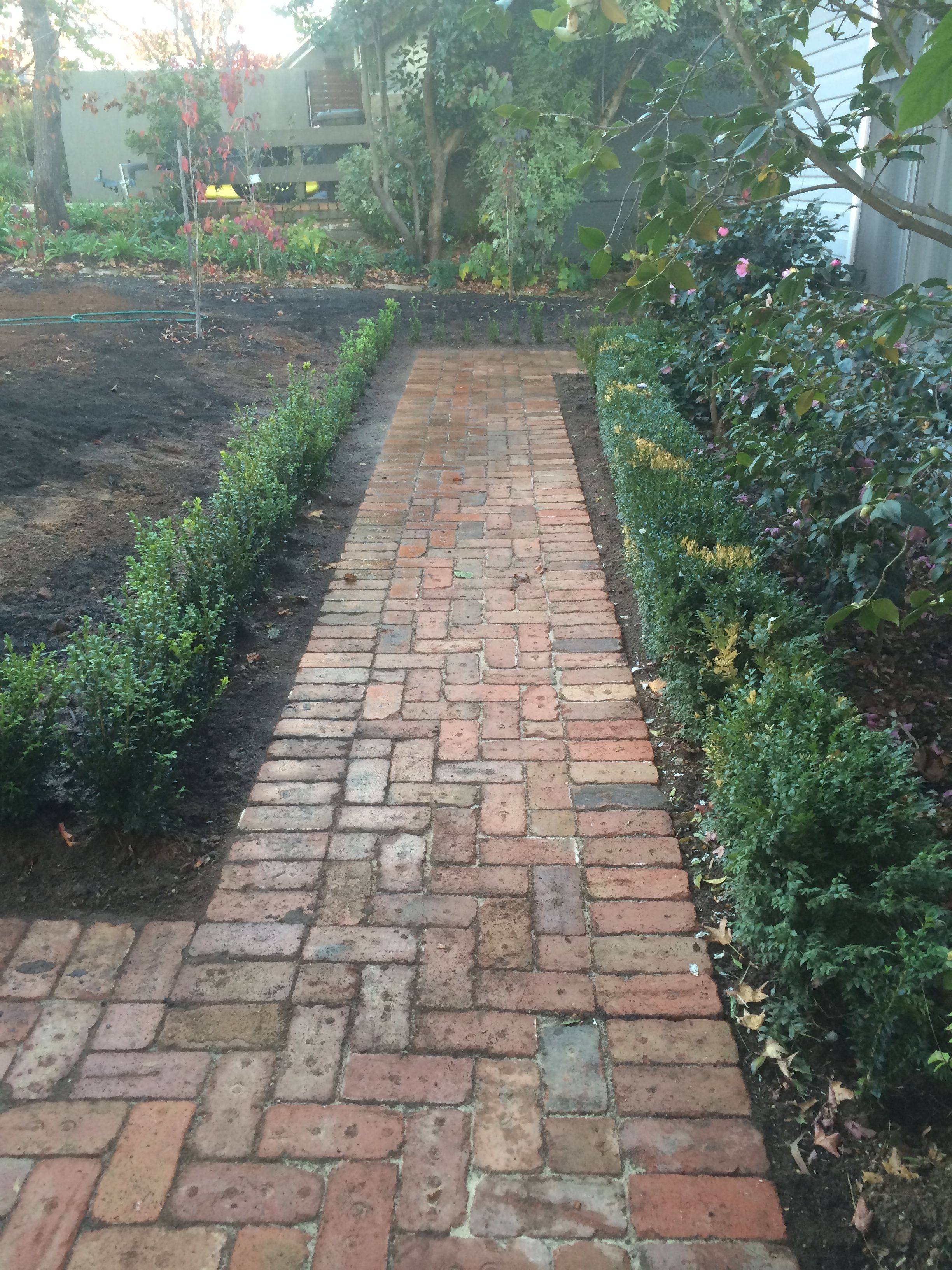 Herringbone Brick Path Brick Garden