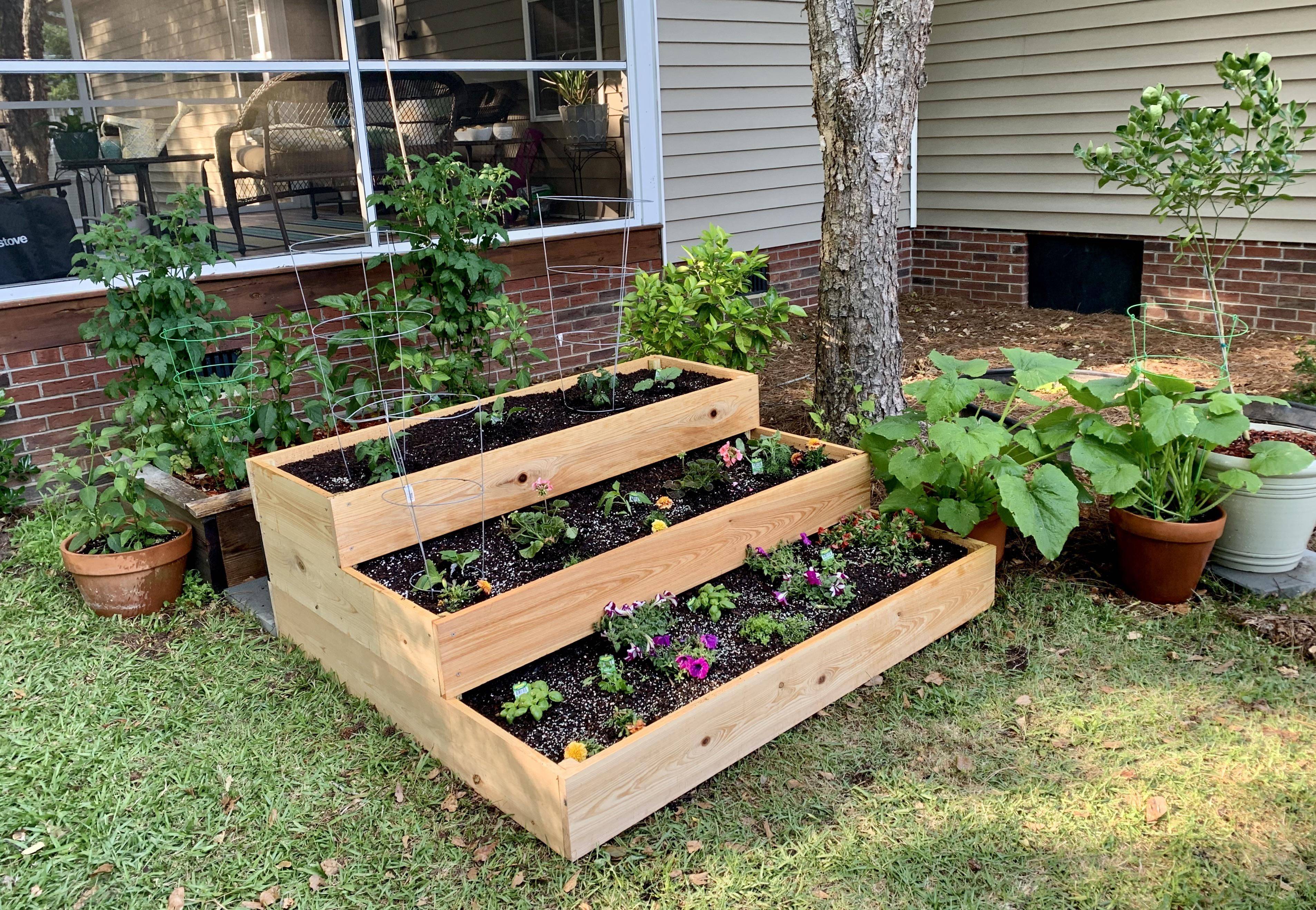 Tier Elevated Wooden Vegetable Garden Bed