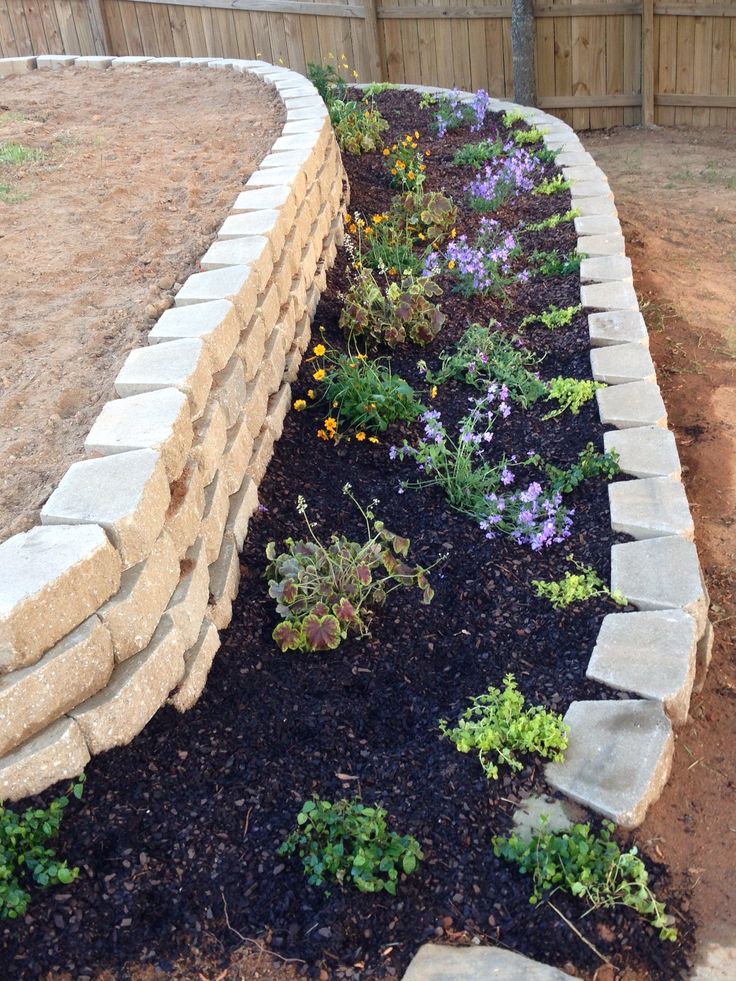 Multi Level Retaining Wall Flower Bed Rd Landscape
