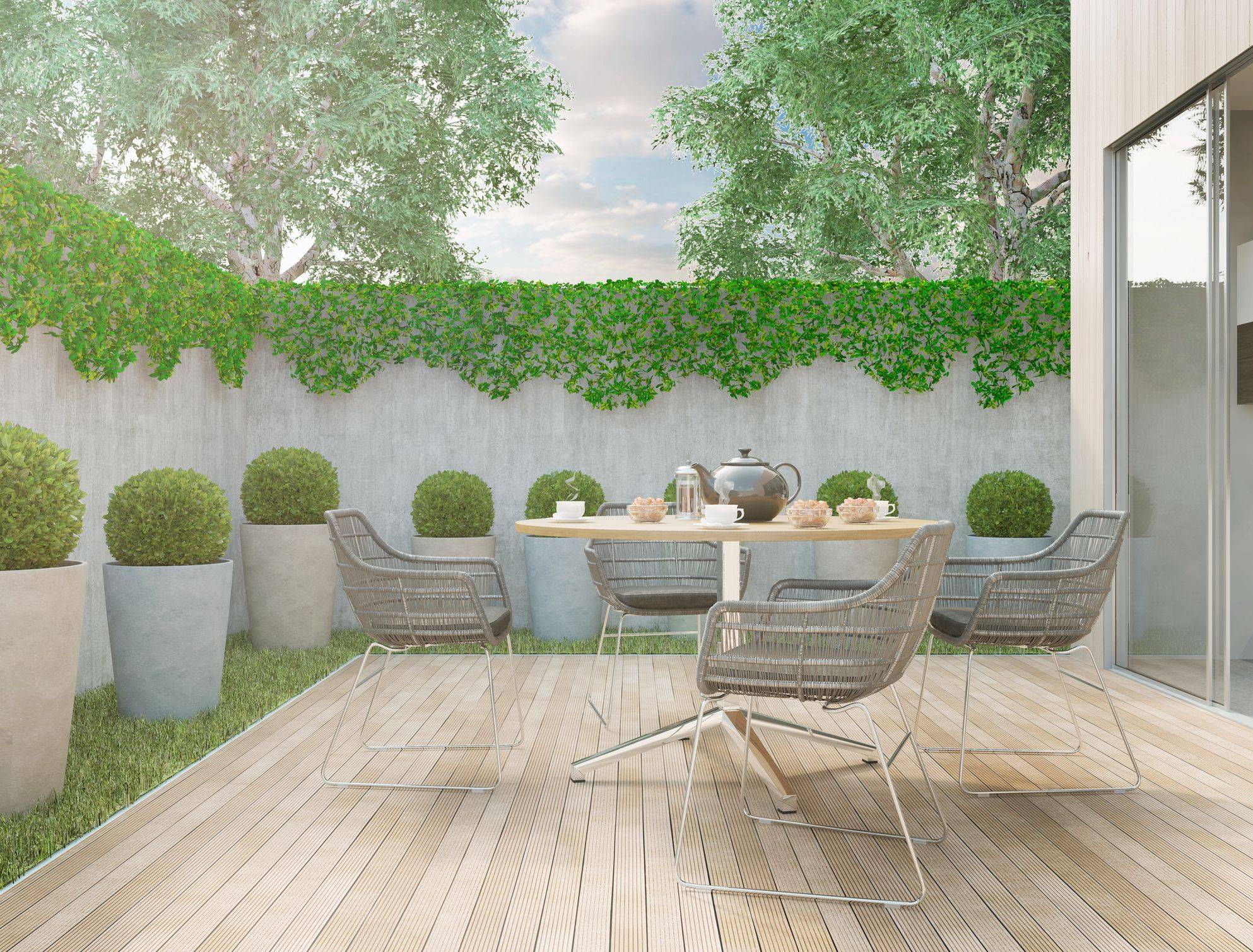 Modern Garden Design Small London Cedar Screen Grey