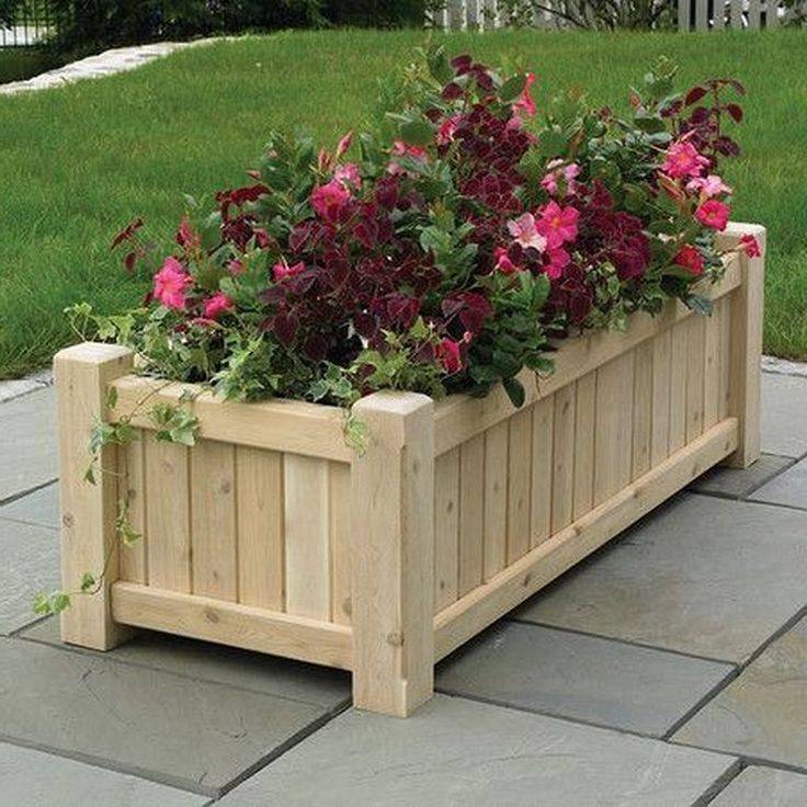 Wooden Patio Rectangular Planter Garden Large Furniture Flower Plant