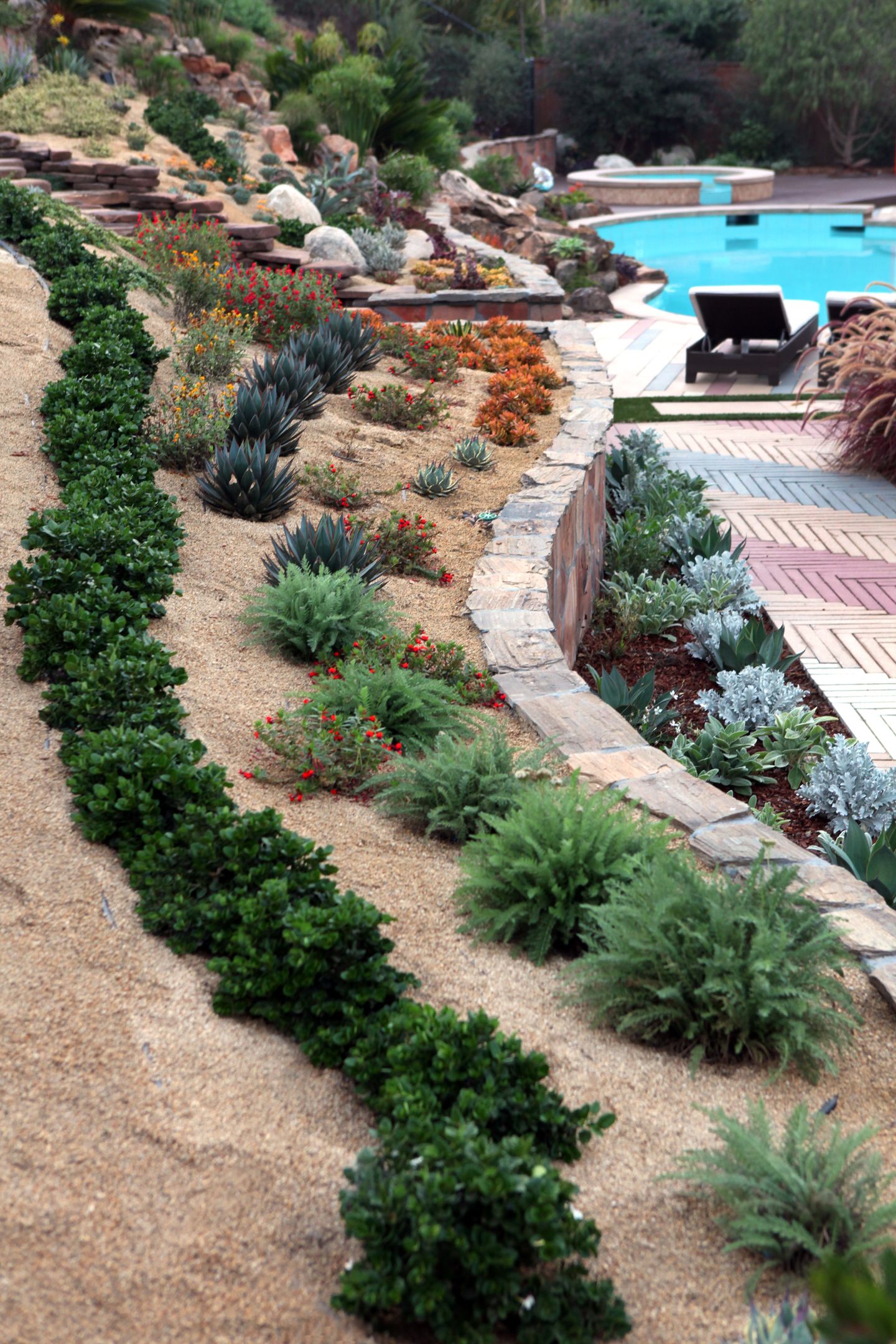 Steep Terraced Landscape Patio Backyard Landscaping Ideas
