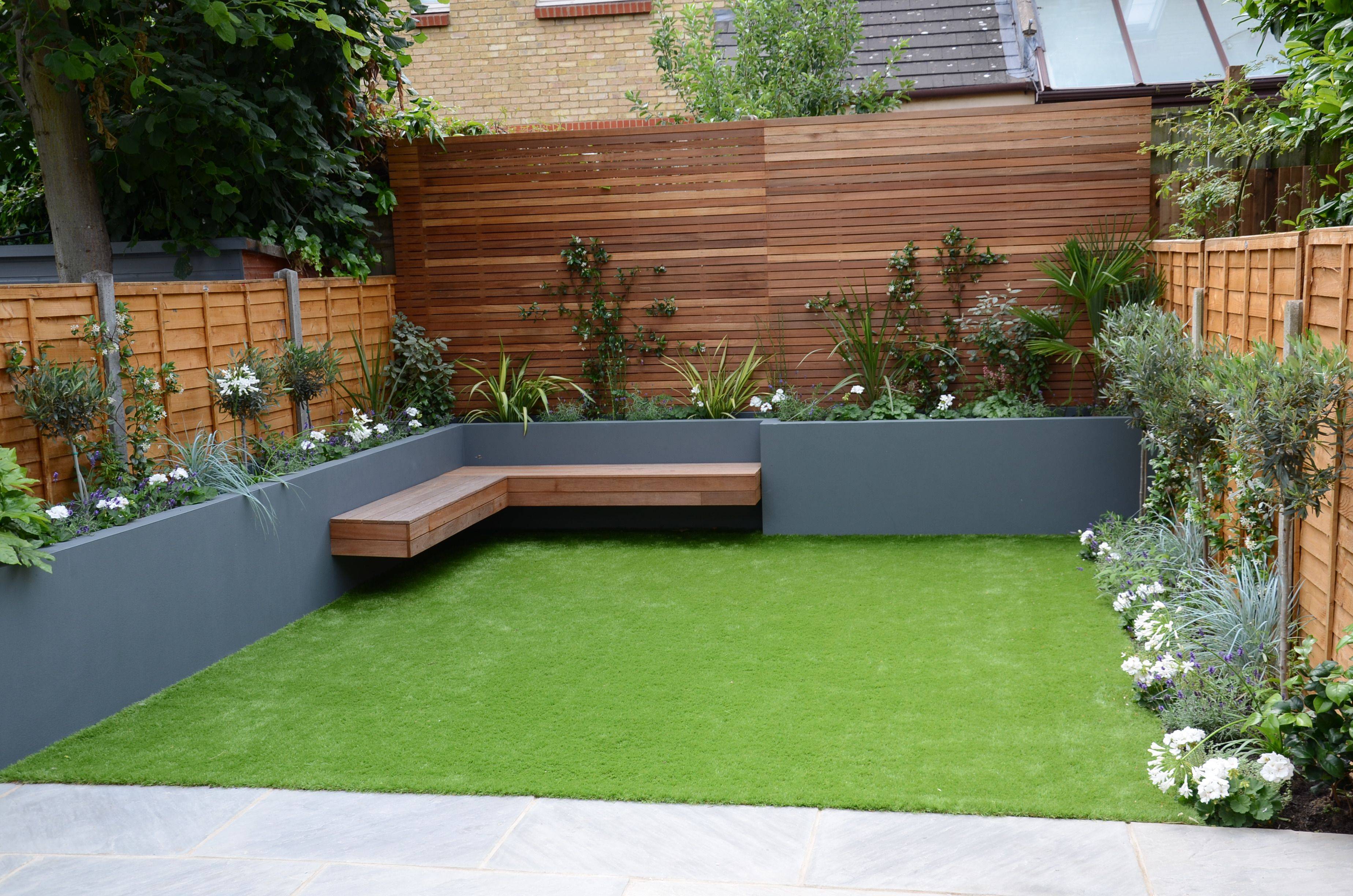 Small Garden Design Fake Grass Low Mainteance Contempoary Design Sleek