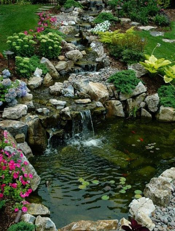 Beautiful Garden Pond Waterfalls Design Ideas