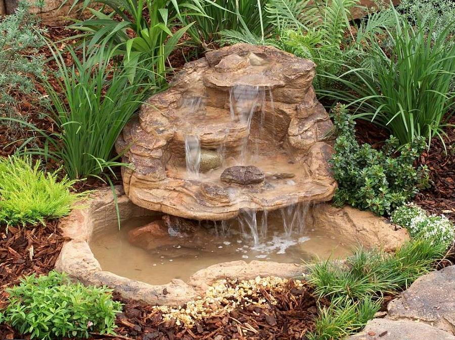 Pondless Waterfall Patio Backyard