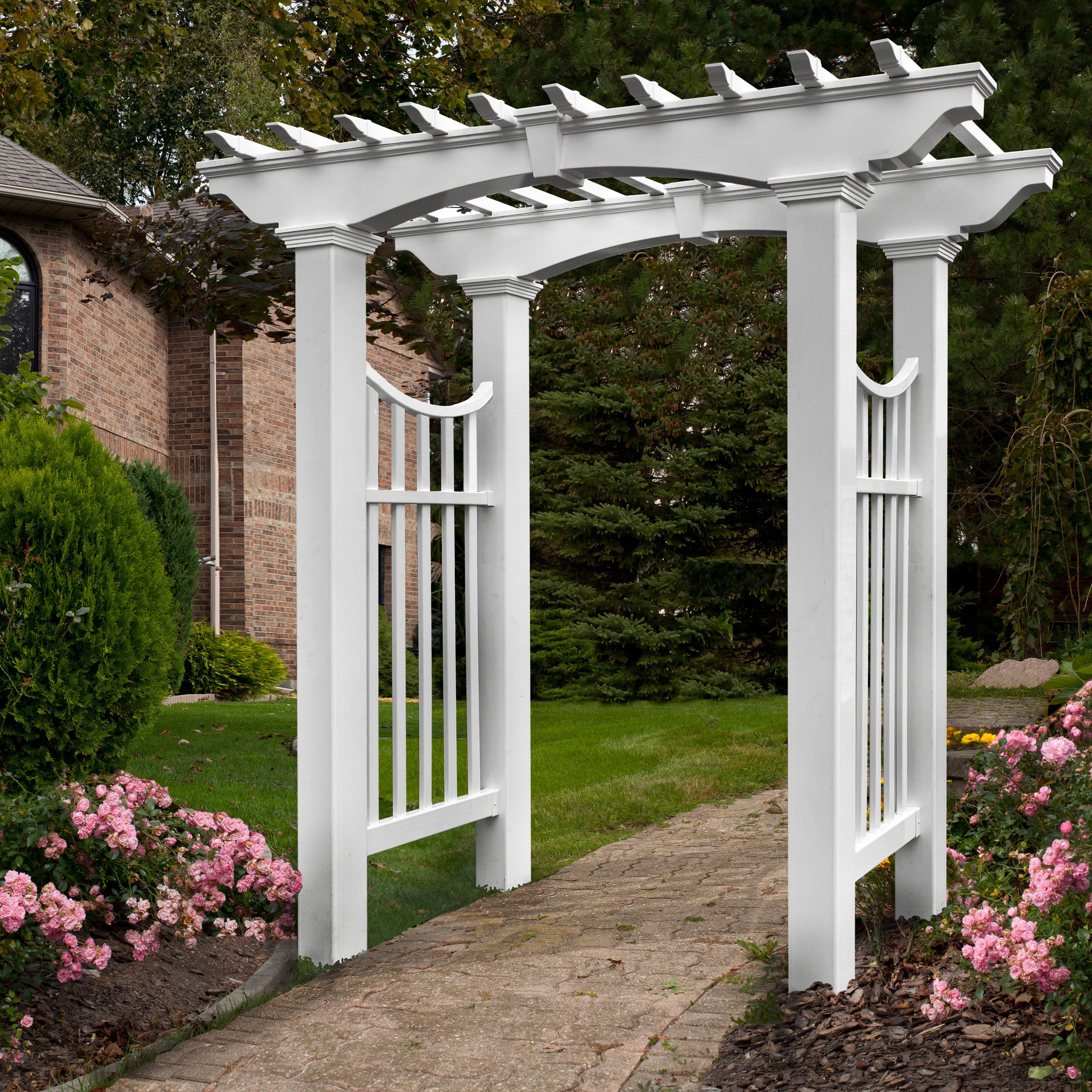 White Vinyl Garden Arbor Pergola
