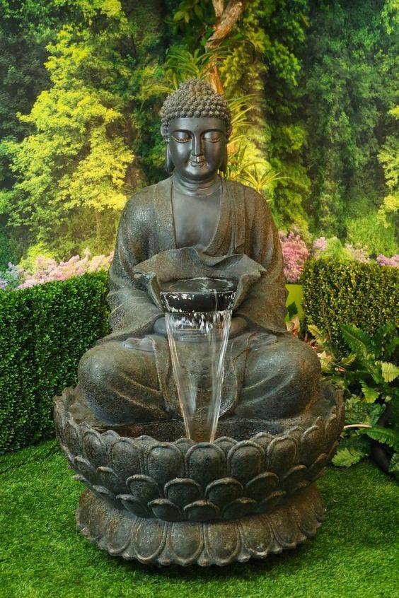 Small Resting Buddha Statue Zen Garden Decor Outdoor Meditiation Room