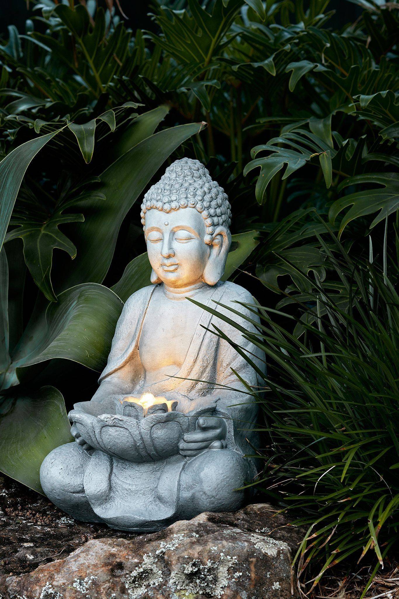 Xbrand Indoor Outdoor Polyresin Meditating Sitting Buddha Zen Statue