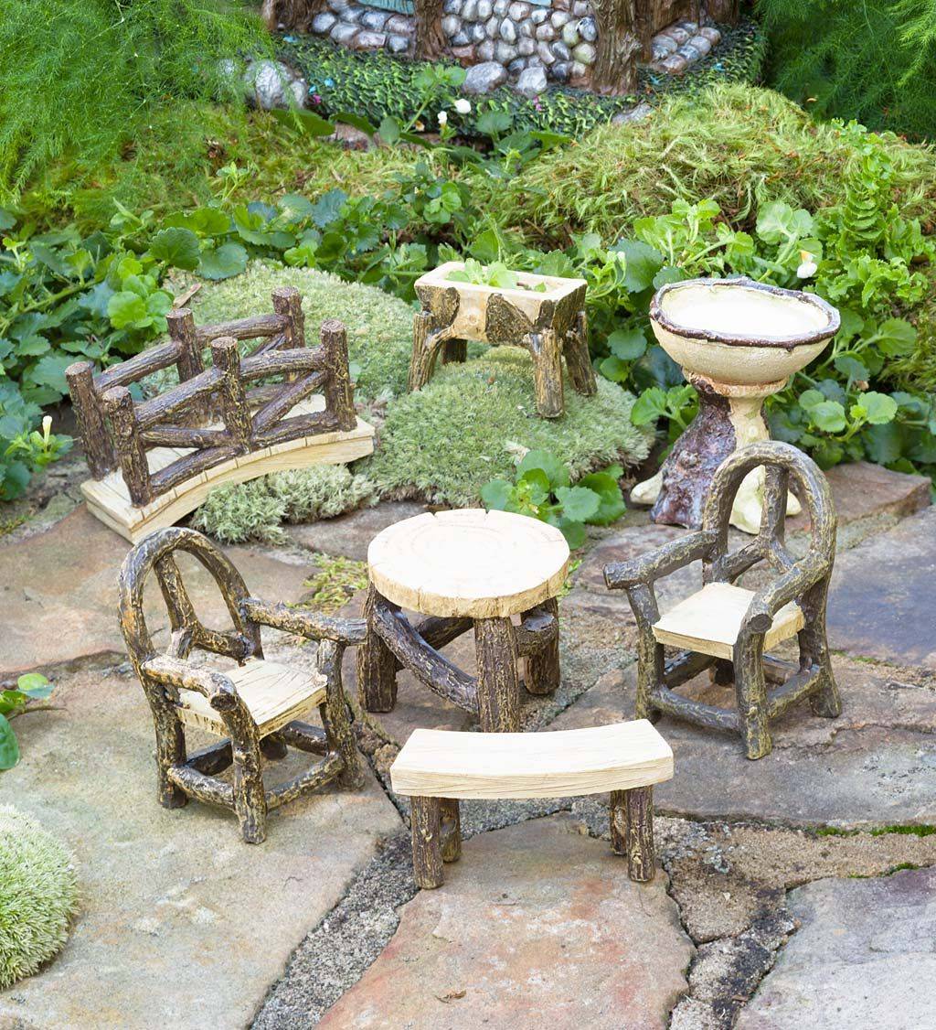 Miniature Fairy Garden Metal Furniture Set Plowhearth