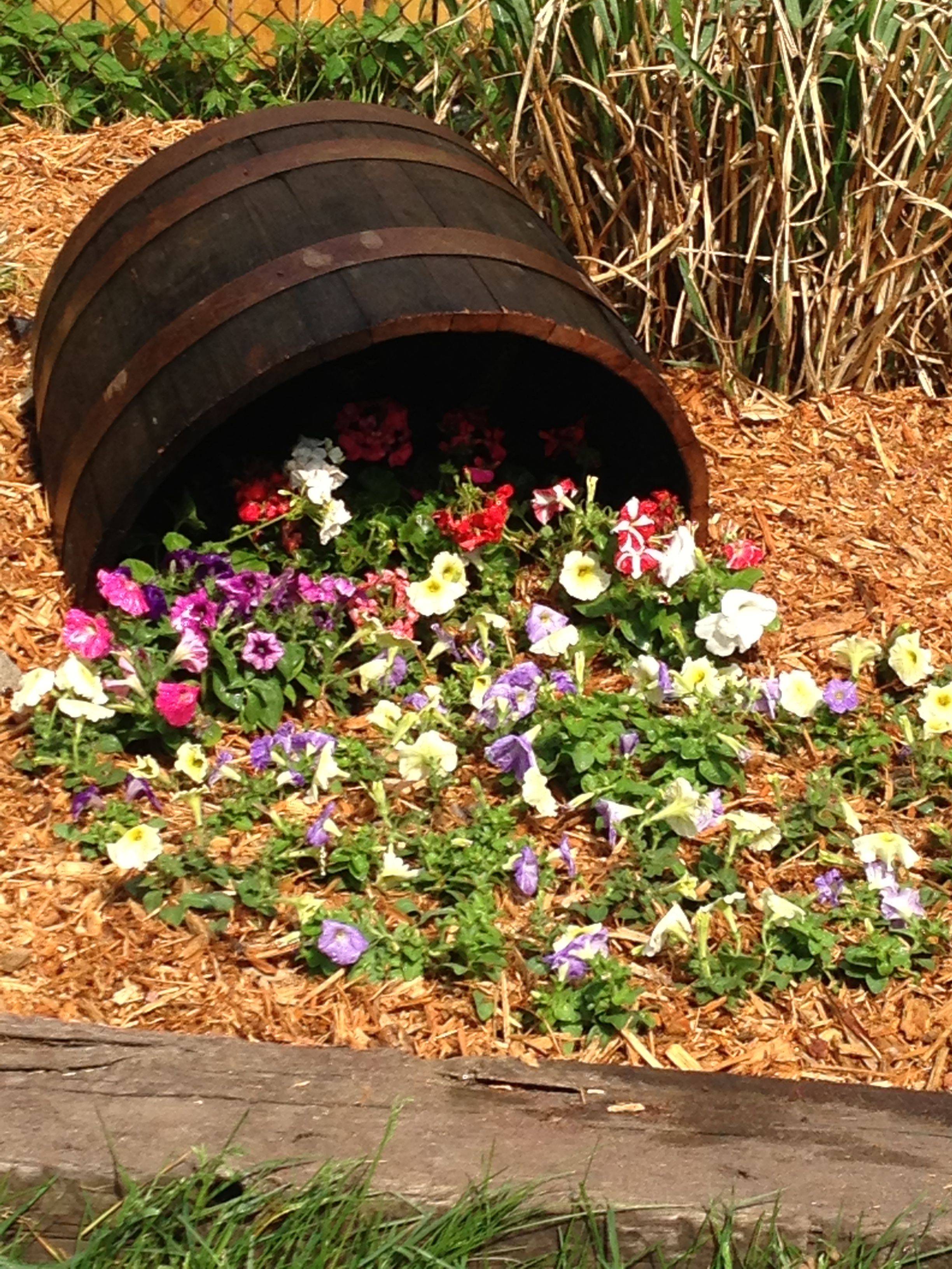 Whiskey Barrel Wedding Flowers