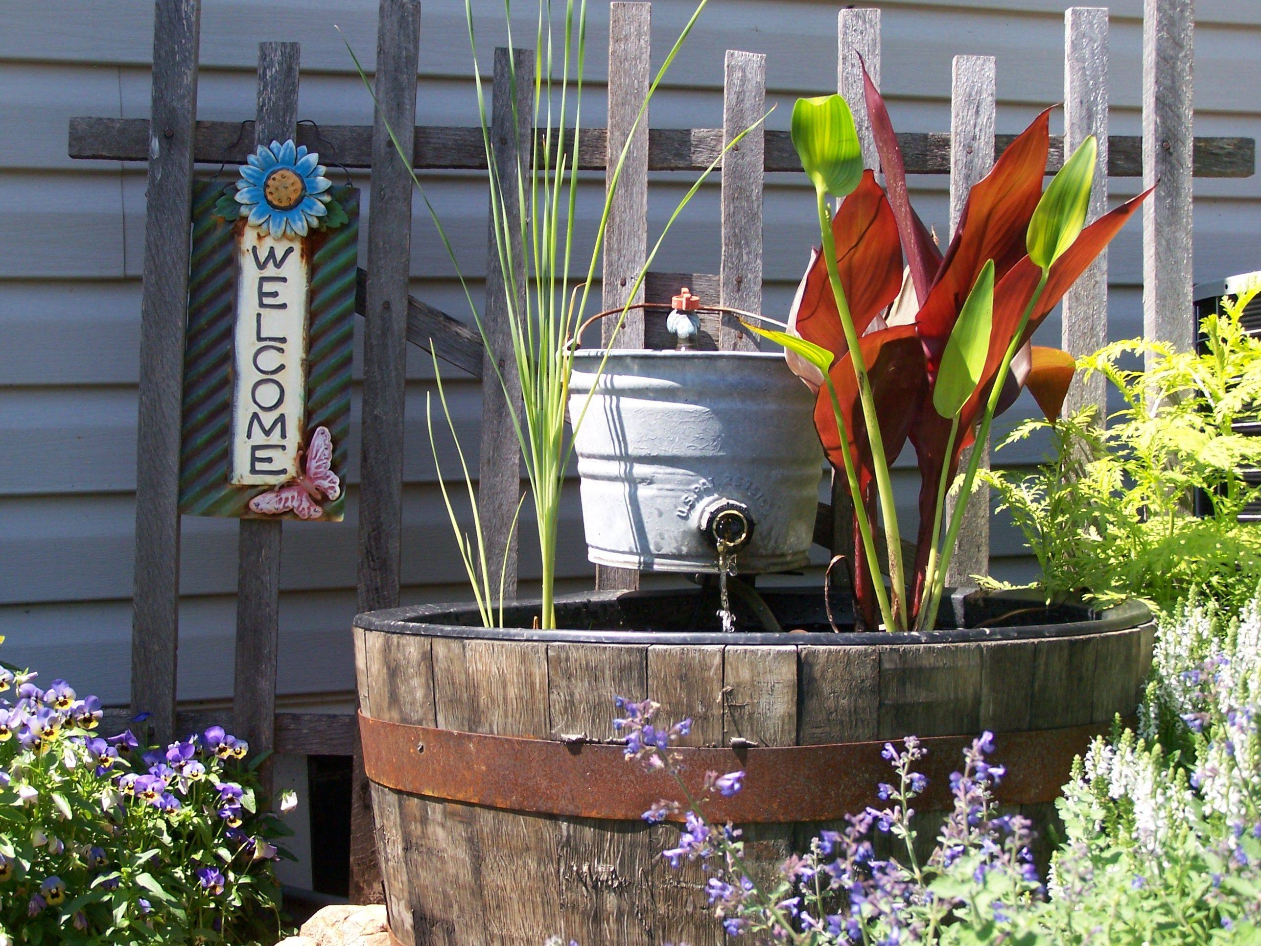 Whiskey Barrel Fountain