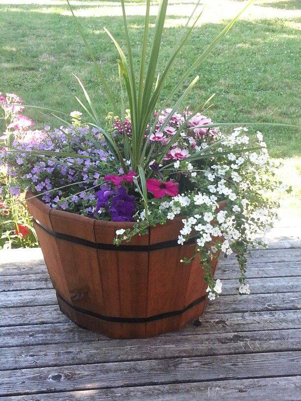 Wooden Barrel Planter Interesting Design And Ornaments Garden Design