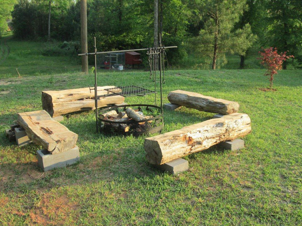 Rustic Oak Log Garden Bench