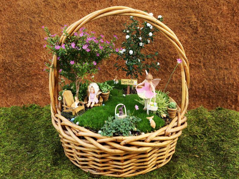 Easter Bunny Basket Fairy Garden
