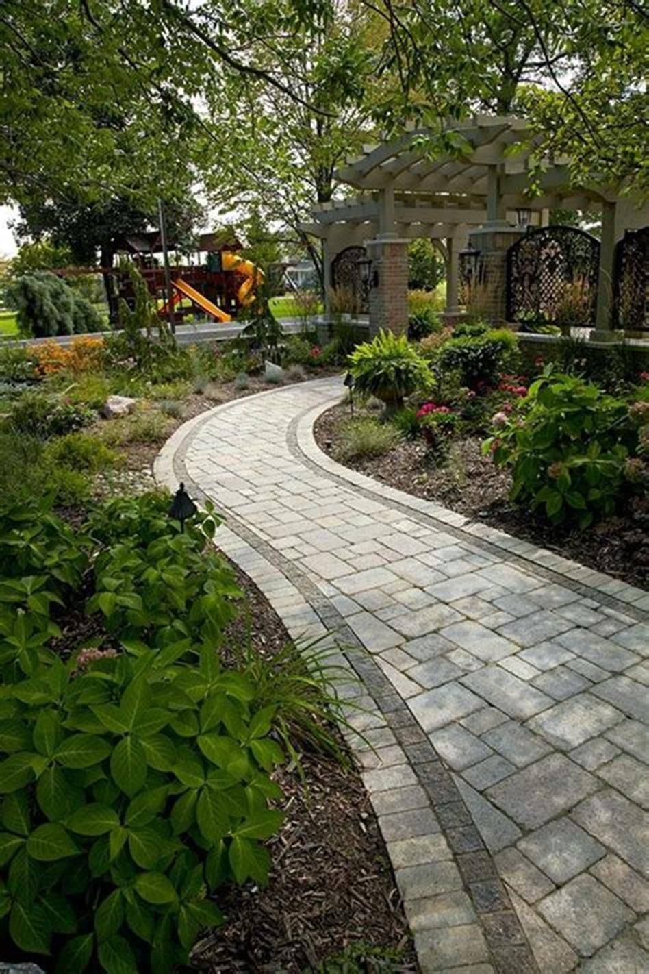 Herringbone Brick Path Brick Garden