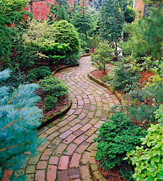 Herringbone Brick Path Brick Garden