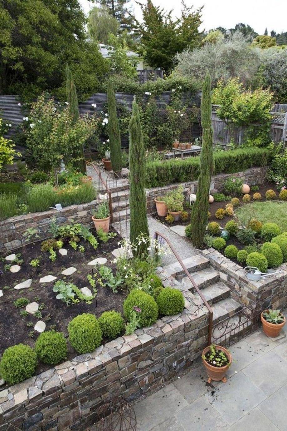 Hillside Terraced Landscape Patio Attractive Landscaping Ideas