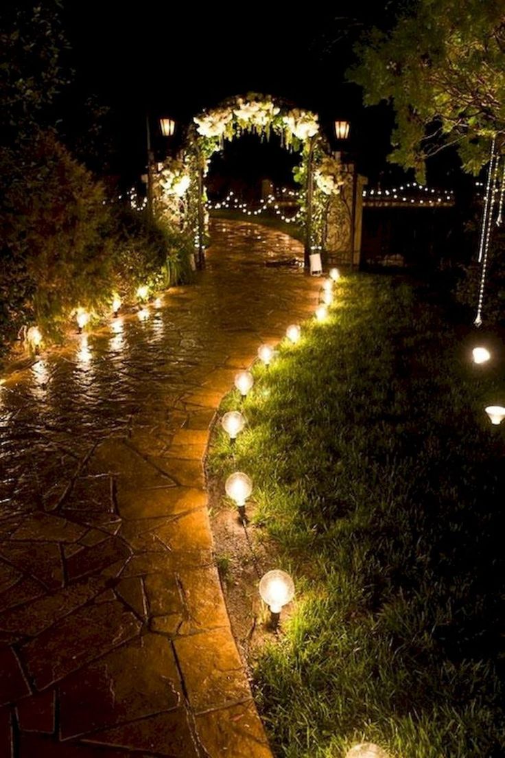 Night Patio Backyard Romantic Beautiful Flowers Garden Flower Rose
