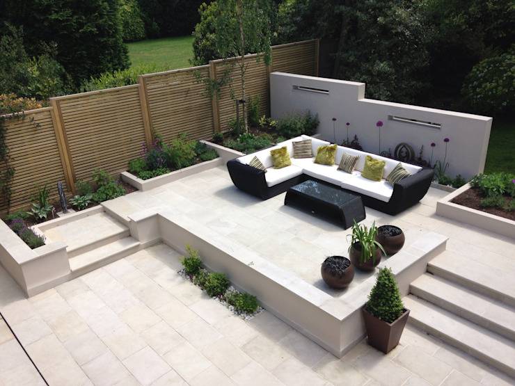 Modern Small Low Maintenance Garden Fake Grass Grey