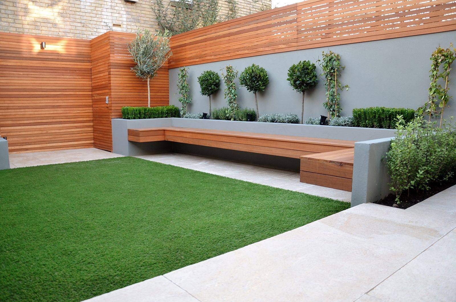 Modern Small Low Maintenance Garden Fake Grass Grey
