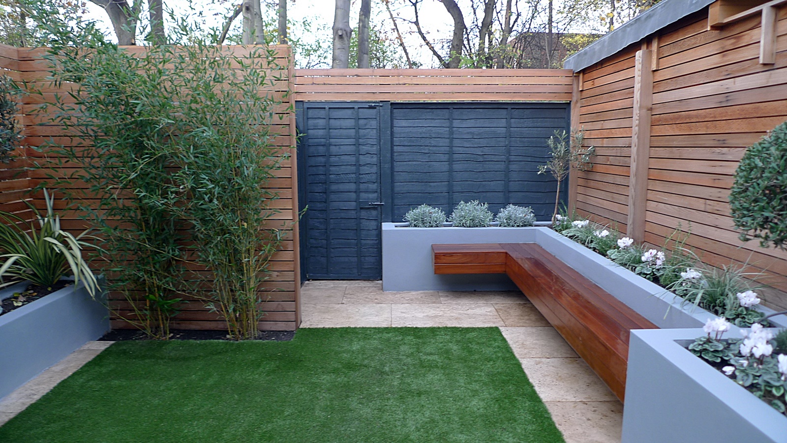 Modern Garden Design Small London Cedar Screen Grey