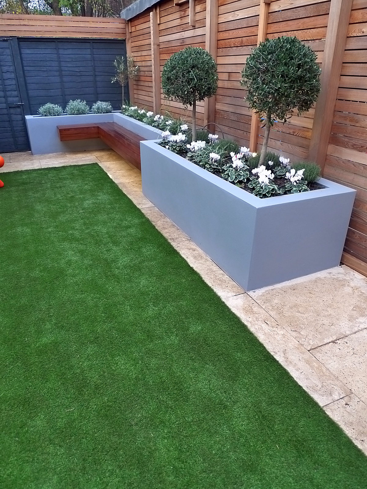 Modern Small Low Maintenance Garden Fake Grass Grey