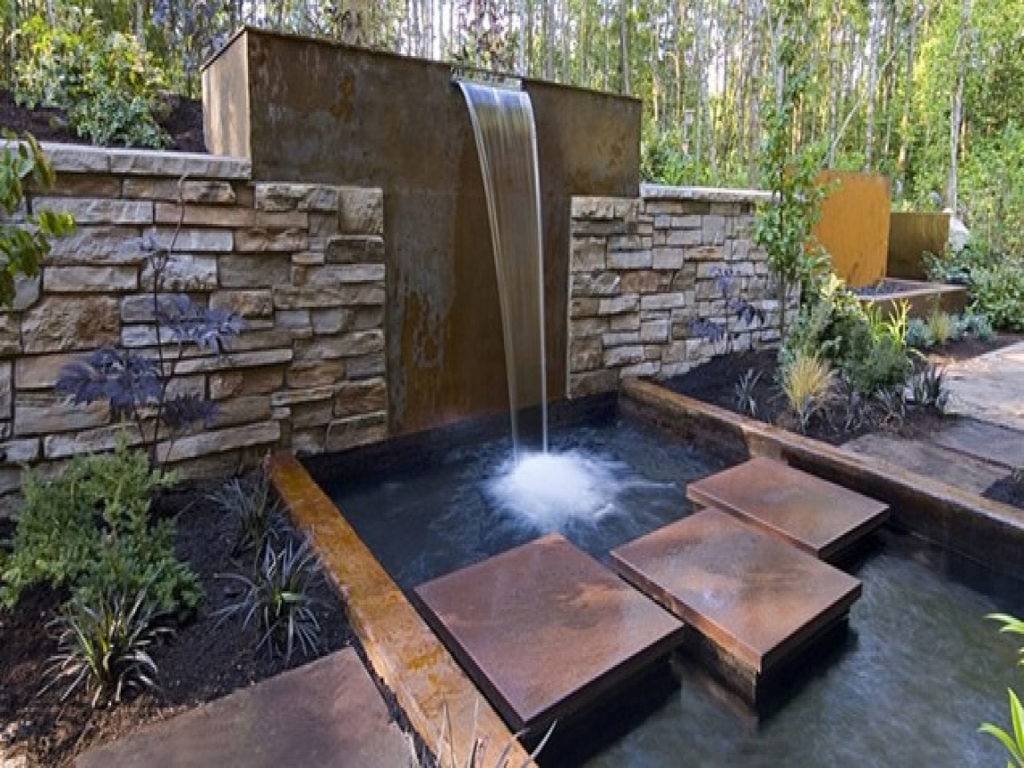 Unique Modern Water Feature Garden Light Design Contemporary