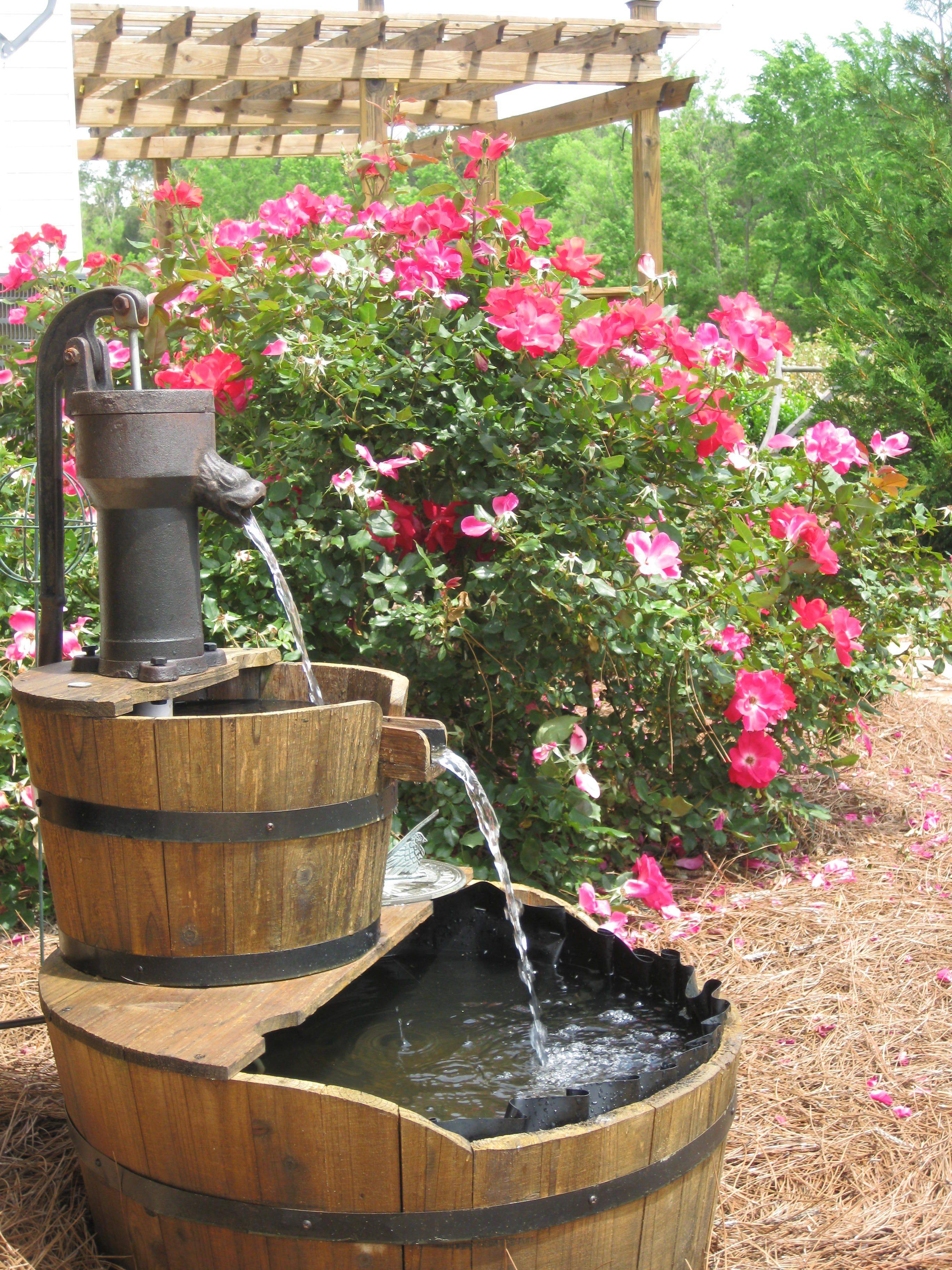 Lighted Barrel Fountain