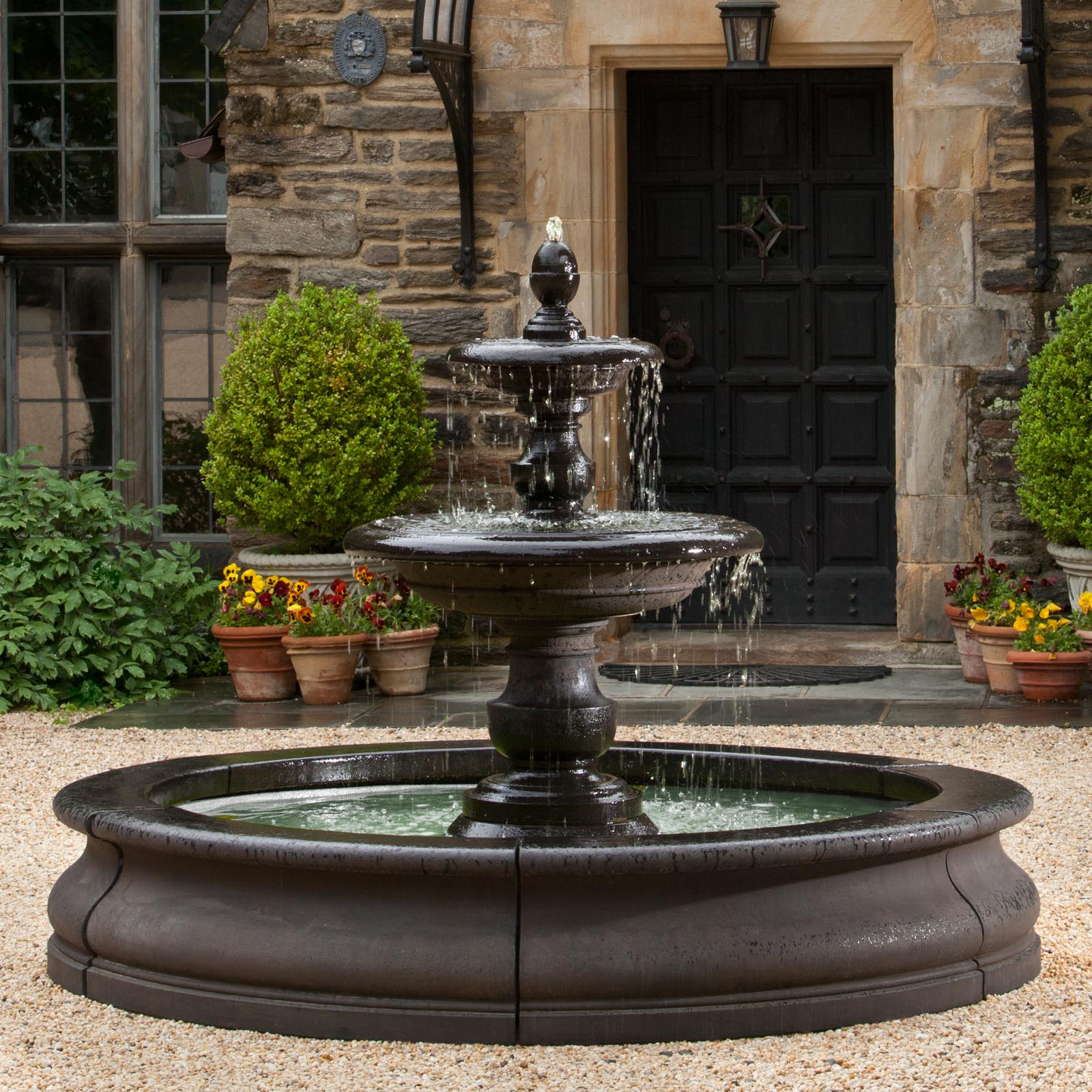 Tier Cascading Stone Bowls Outdoor Water Fountain