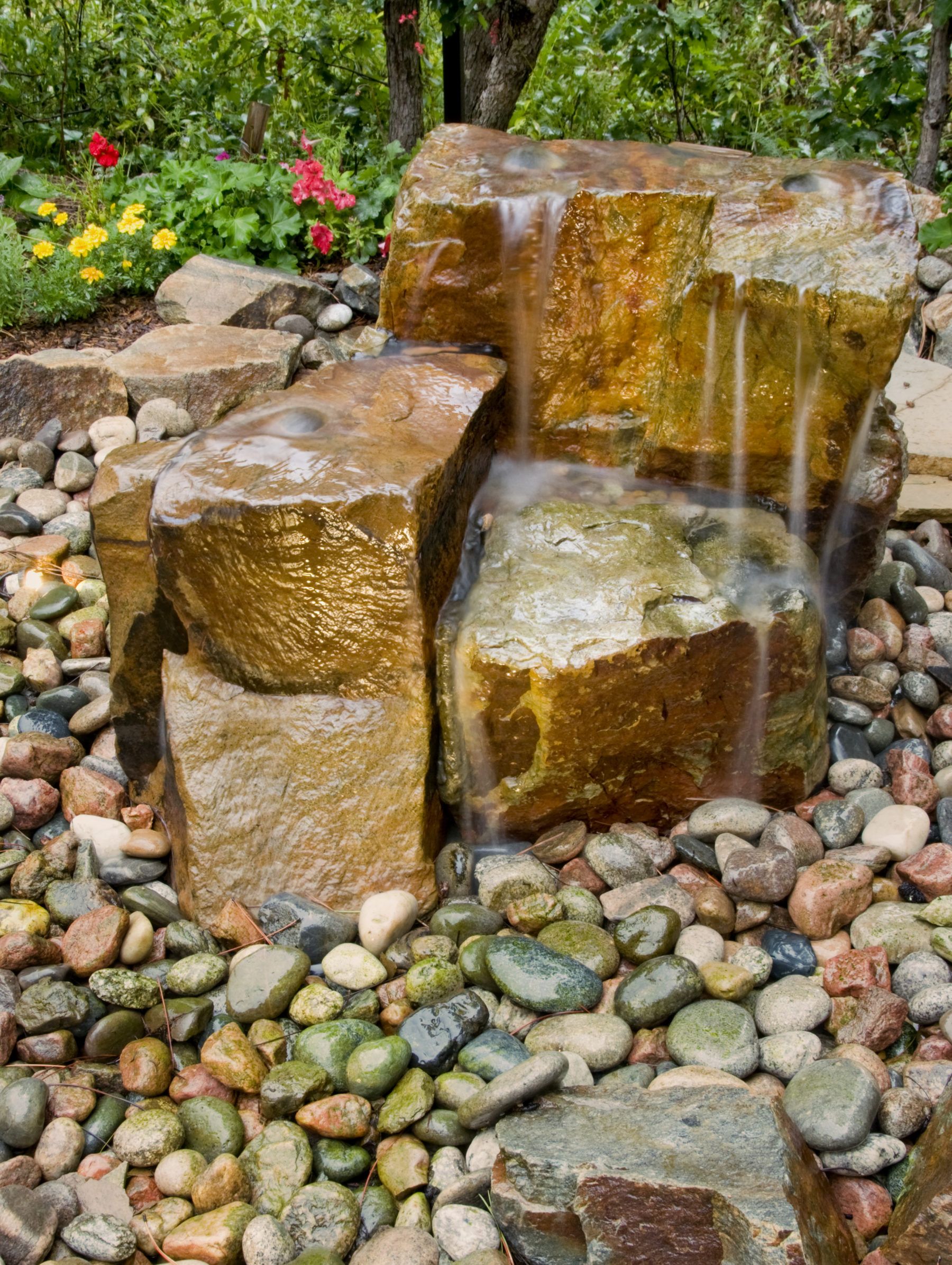 Large Lighted Rock Fountain
