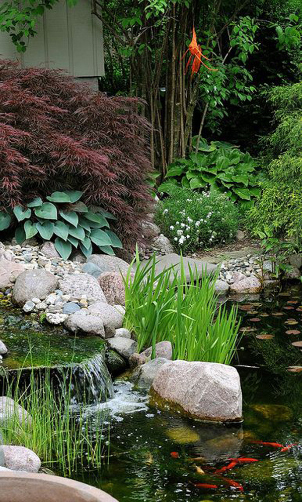 Stunning Garden Pond Waterfall Design Ideas