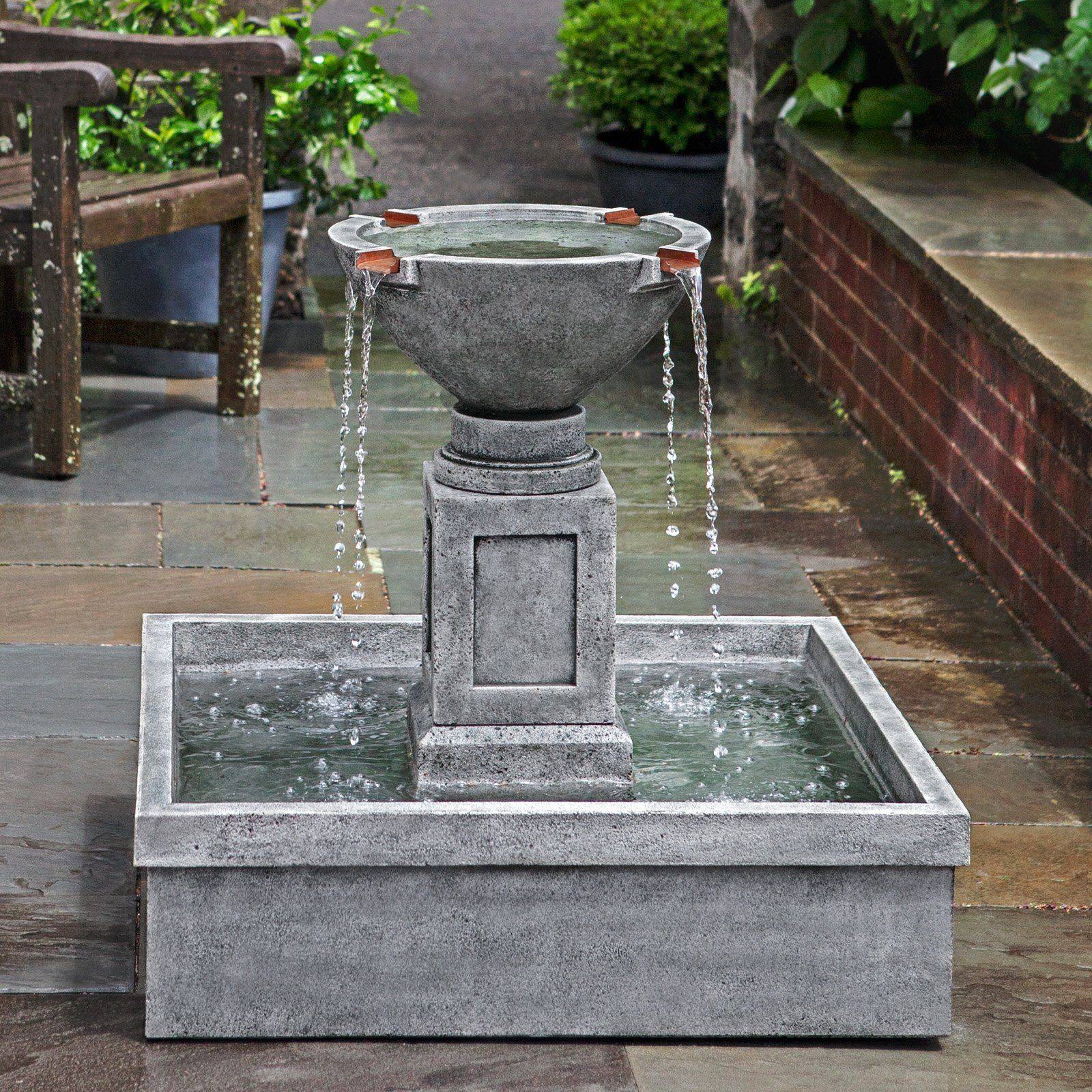 Campania Cast Stone Escala Garden Terrace Outdoor Fountain Fountains