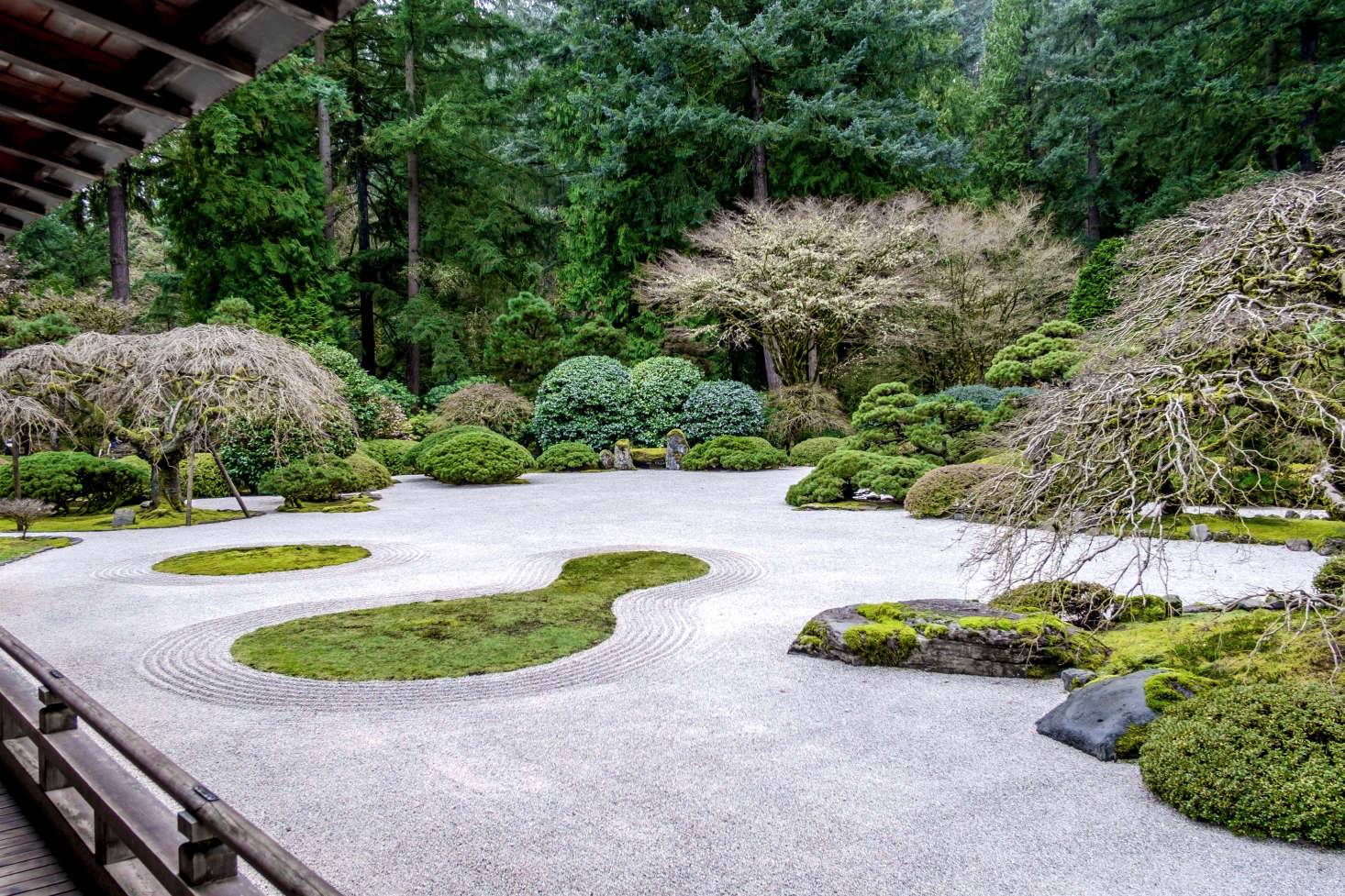 Dry Stream Stone Bridge Small Backyard Garden